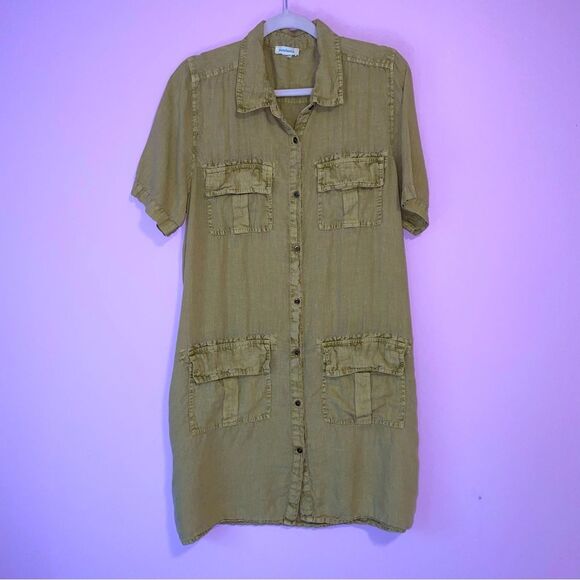 Sundance Harper Dress XL Light Olive 100% Linen Beachy Boho - Picture 1 of 8